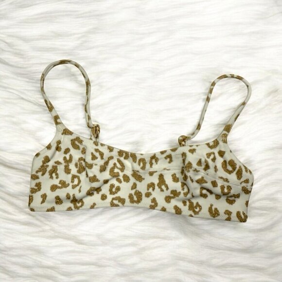 Solid & Striped Elsa Gold Leopard Beachy Sexy Swimsuit Bikini Top Size S - Picture 3 of 10
